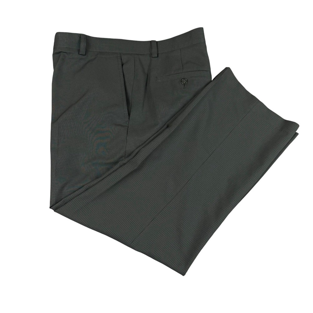 Izod Golf Pants Mens 36x30 Gray Plaid Performance Flat Front Straight Leg
